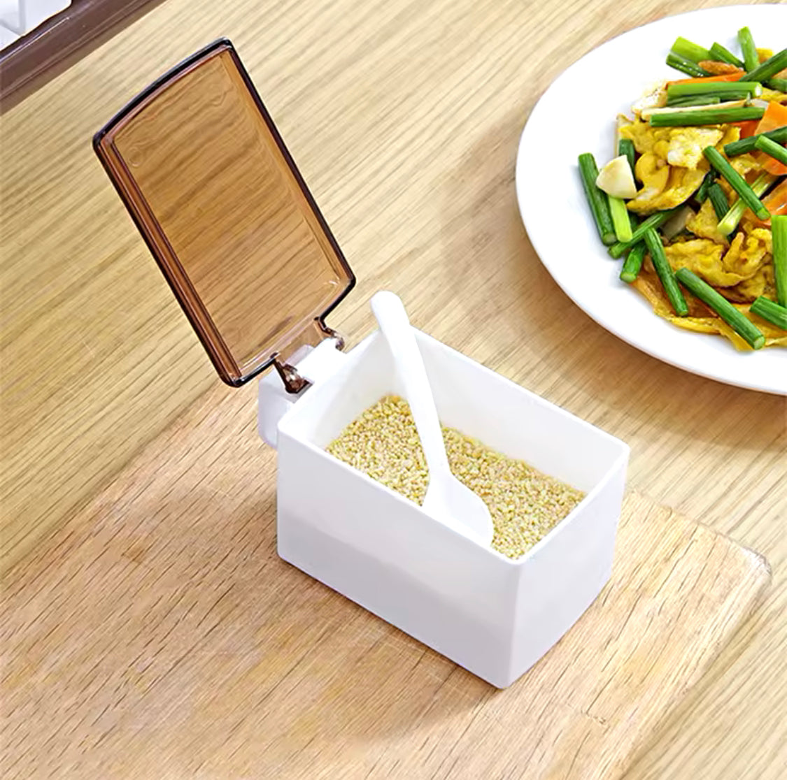 4 Grid Wall Mounted Spice Boxes, Herb Spices Storage Condiment Jar, Kitchen Gadget Device Sets Spice Box Organizer Tool 4 Grid Wall Mounted Spice Boxes, Herb Spices Storage Condiment Jar, Kitchen Gadget Device Sets Spice Box Organizer Tool